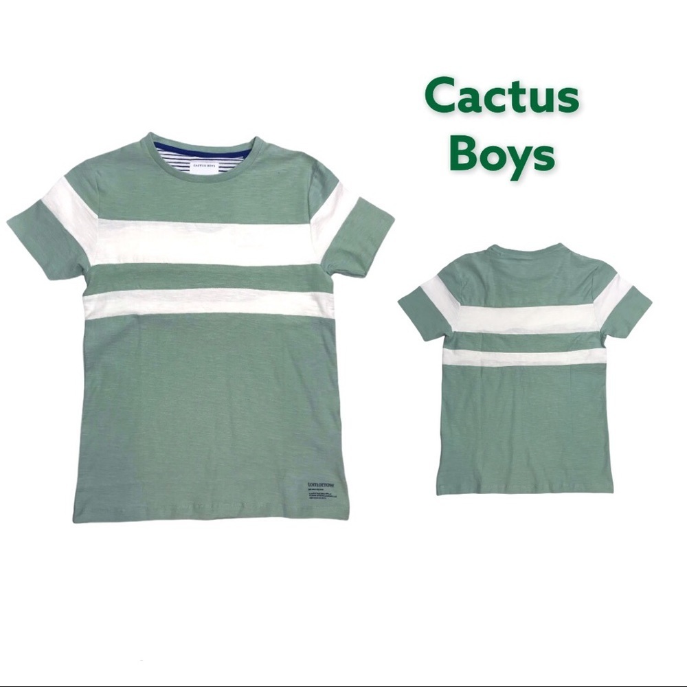 NWT Cactus Boys Green & White Striped T-Shirt